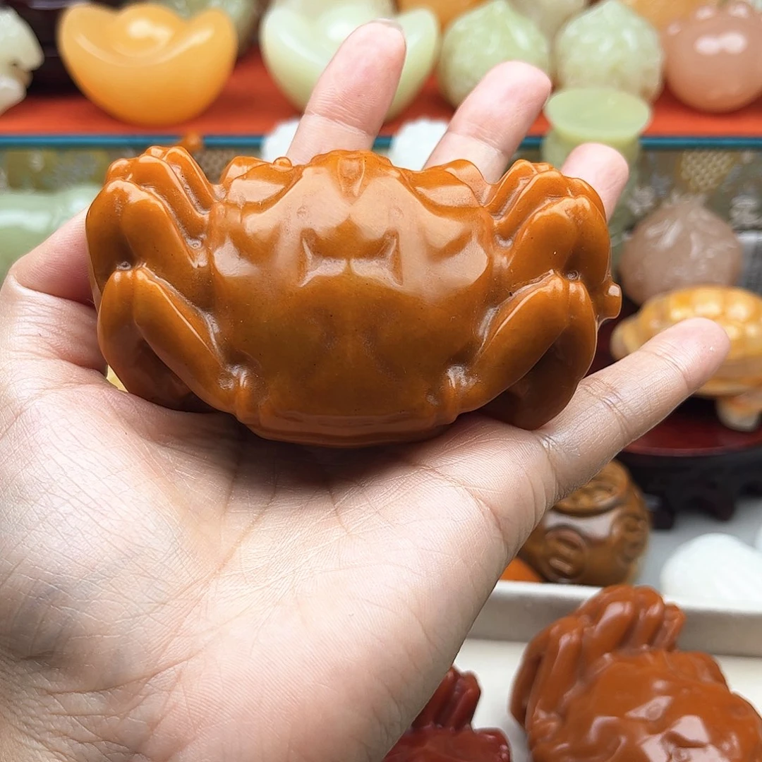 乡***夫石材螃蟹手把摆件