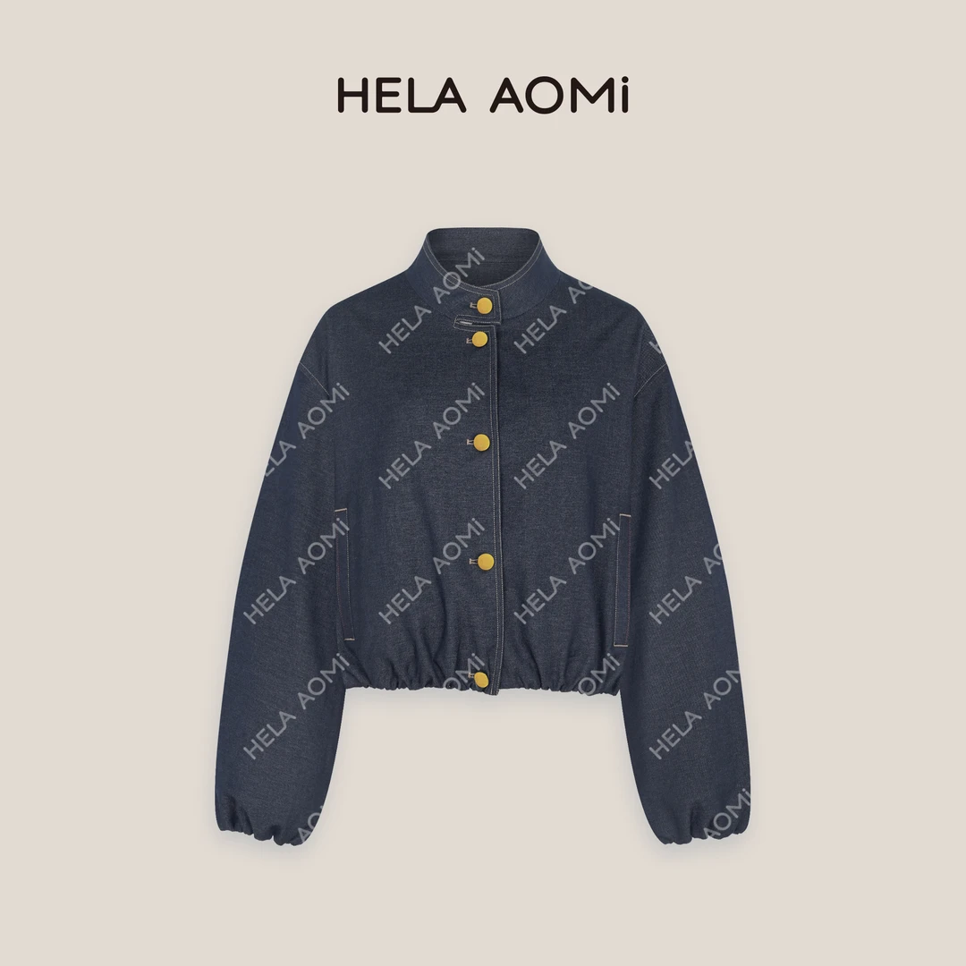 HELA AOMI“超软牛仔”仿牛仔宽松立领撞色压线设计随性流行外套