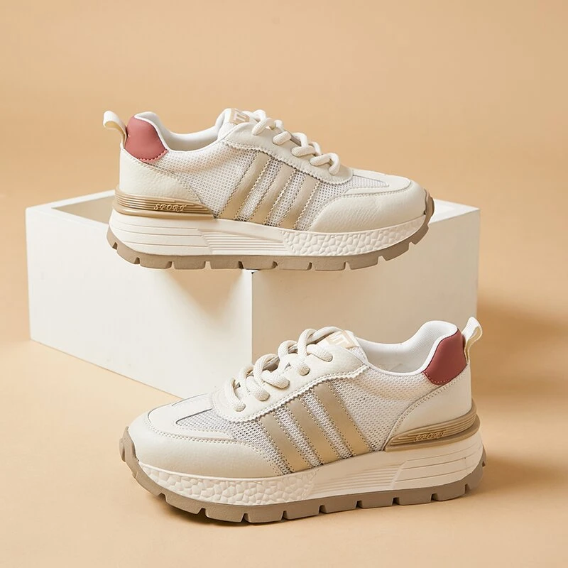 真皮厚底款南王时尚休闲新款轻奢透气增高运动女鞋百搭运动鞋