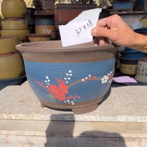 紫砂花盆特价包邮送盒护