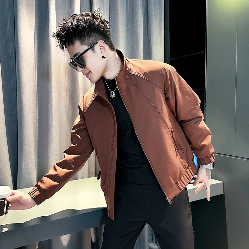 外套男款春秋季2025新款网红洋气炸街男装衣服高级感立领春装夹克