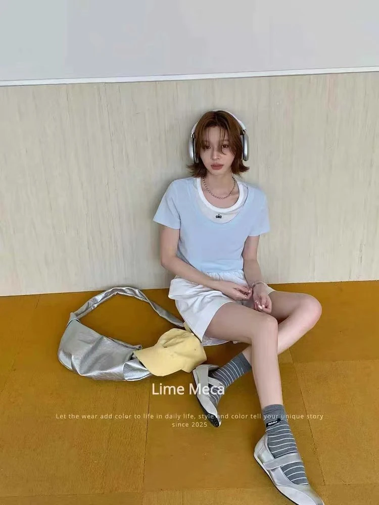 825俪米韩系假两件T