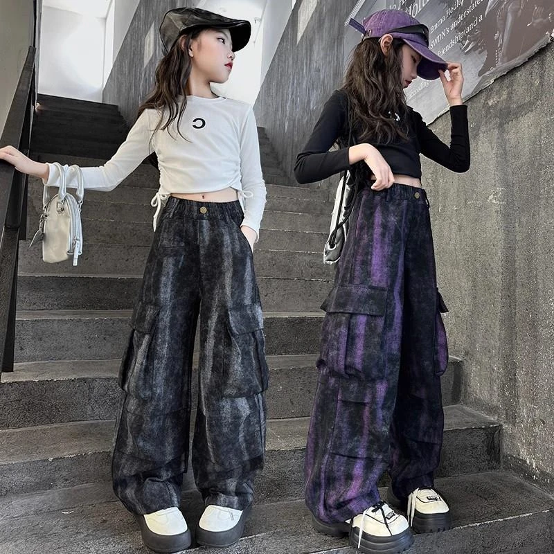 女童工装裤套装秋季2025新款儿童多巴胺穿搭女大童秋装裤子两件套