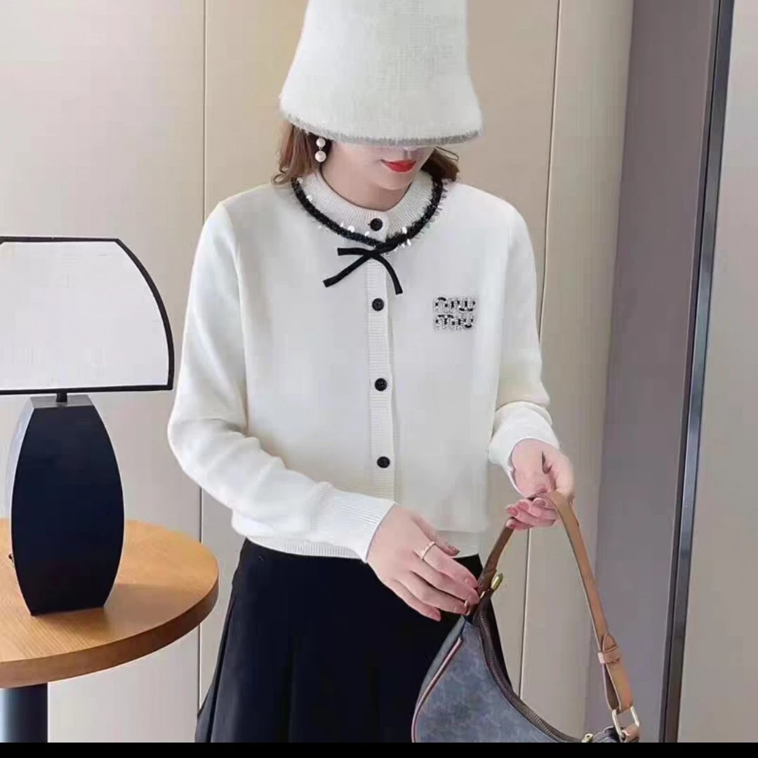 欧货高级感红毛衣针织开衫女气质轻熟风单排扣毛衣外套女129