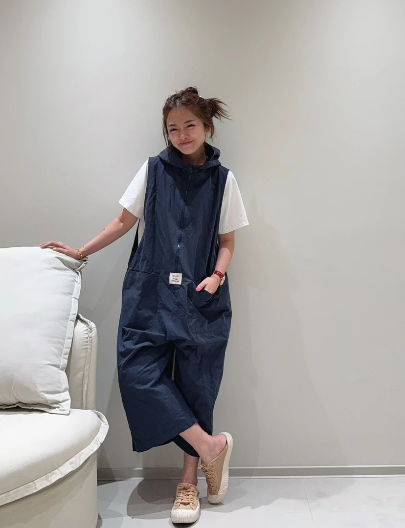 夏小朵 纯色连帽连体裤 直筒时尚休闲百搭宽松阔腿连体裤