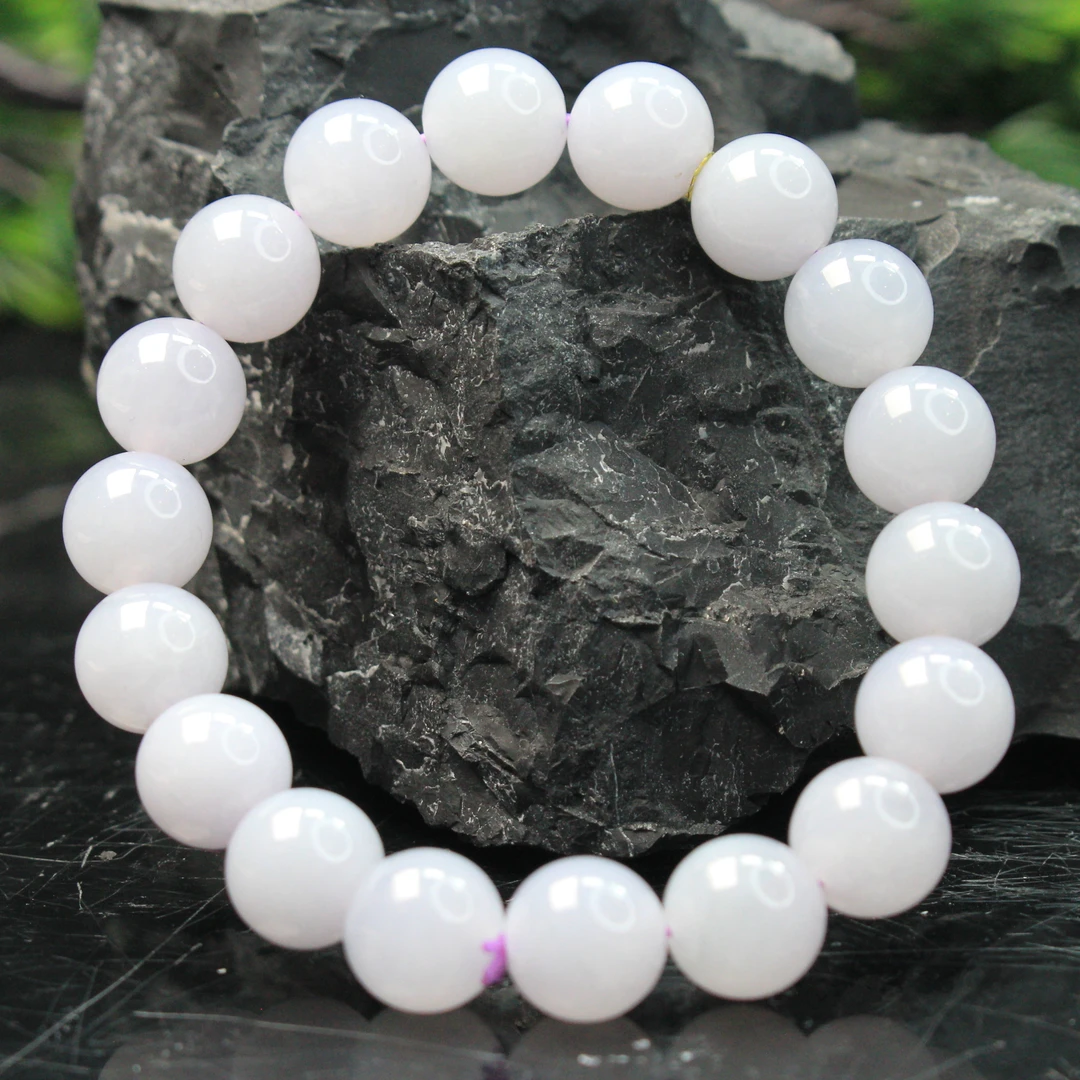 12ZB天然缅甸A货翡翠藕粉紫手串/701578嘉禾臻宝