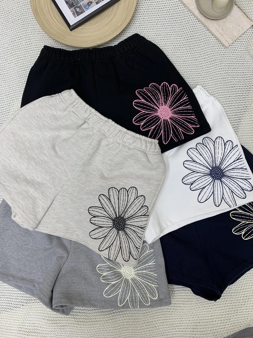 Mar女印花小雏菊短卫裤休闲裤