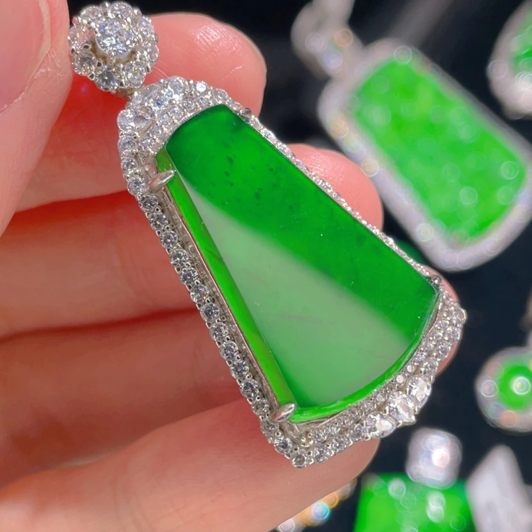 翡翠吊坠(不含链)银S925镶嵌