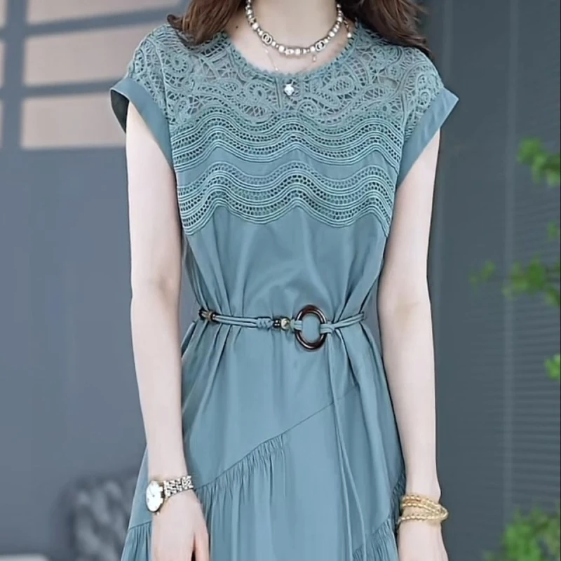 高级新中式优雅气质拼接礼服裙女2025夏季新款端庄年轻遮肚连衣裙