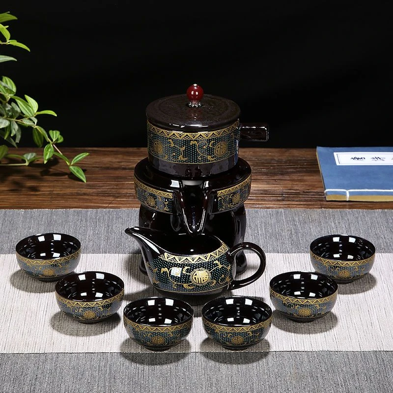 懒人石磨自动旋转茶具家用中式冲茶神器防烫茶具茶具茶台一整套
