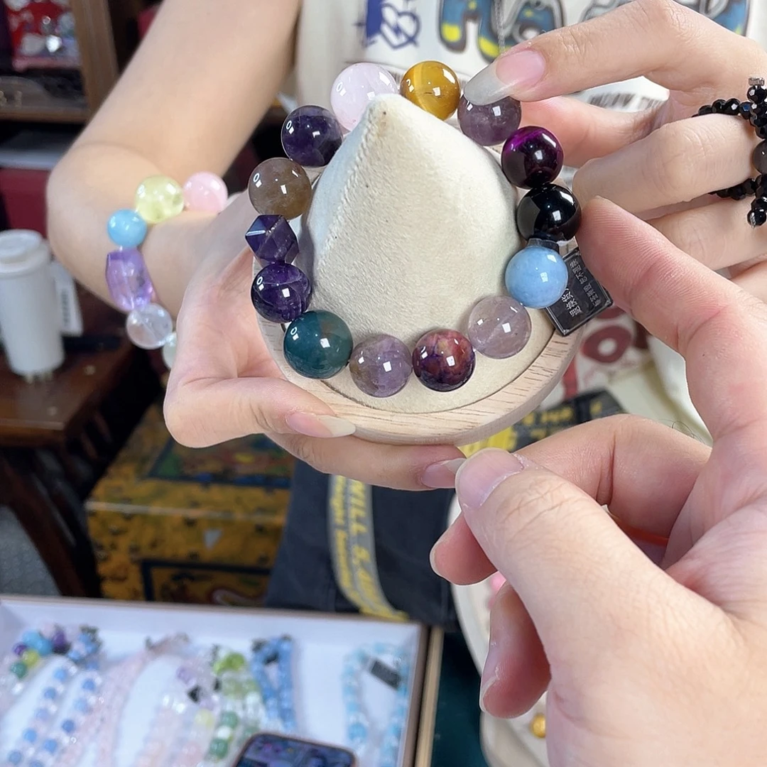 水晶手链银S925镀金镶嵌