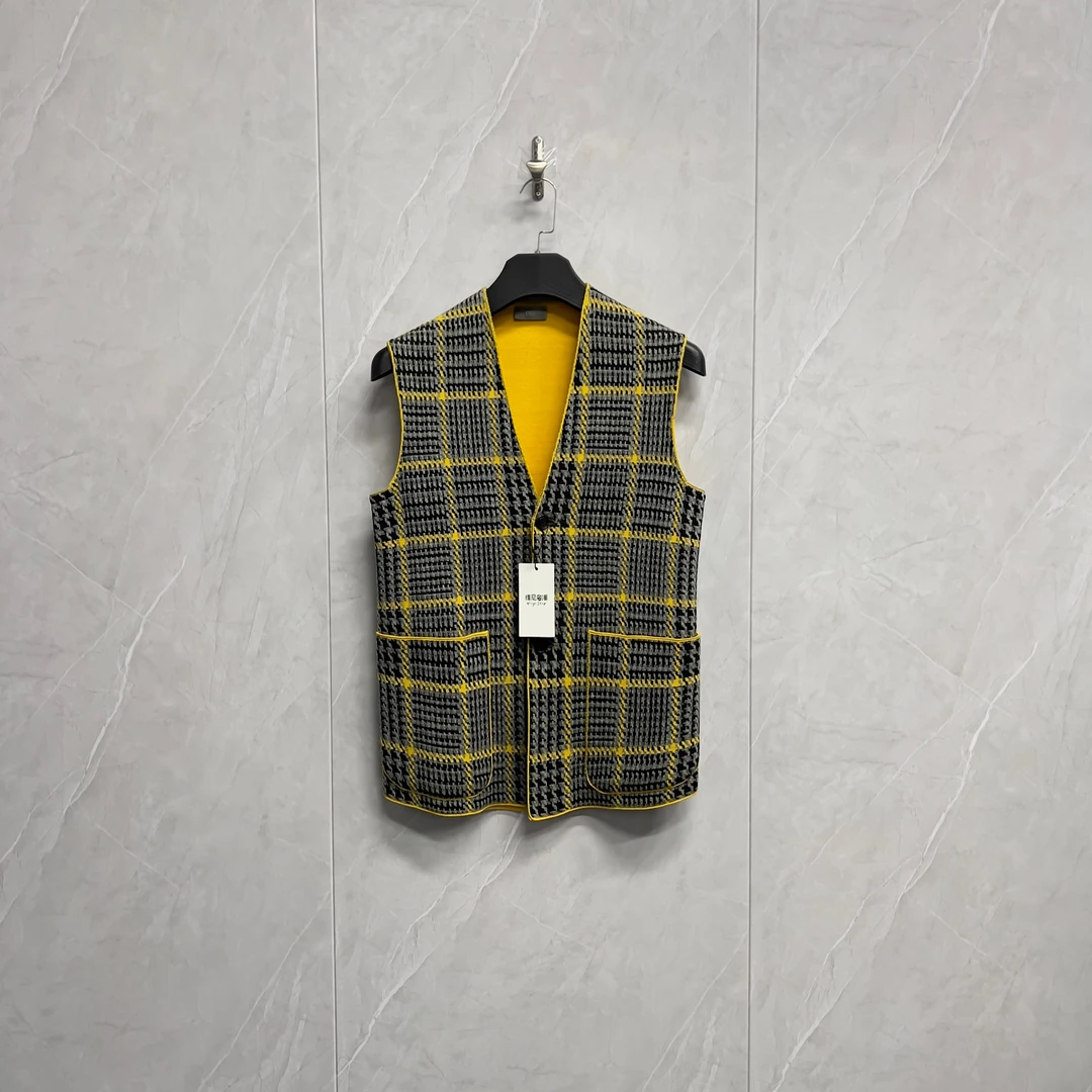 99新 DIOR/迪奥 羊毛混纺千鸟格背心马甲/W0329/S码/准新