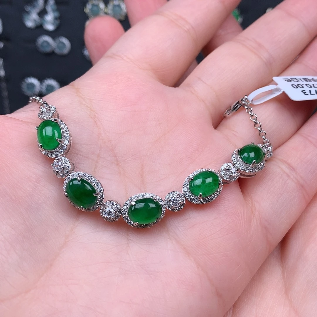 随***飘翡翠银S925镶嵌戒指