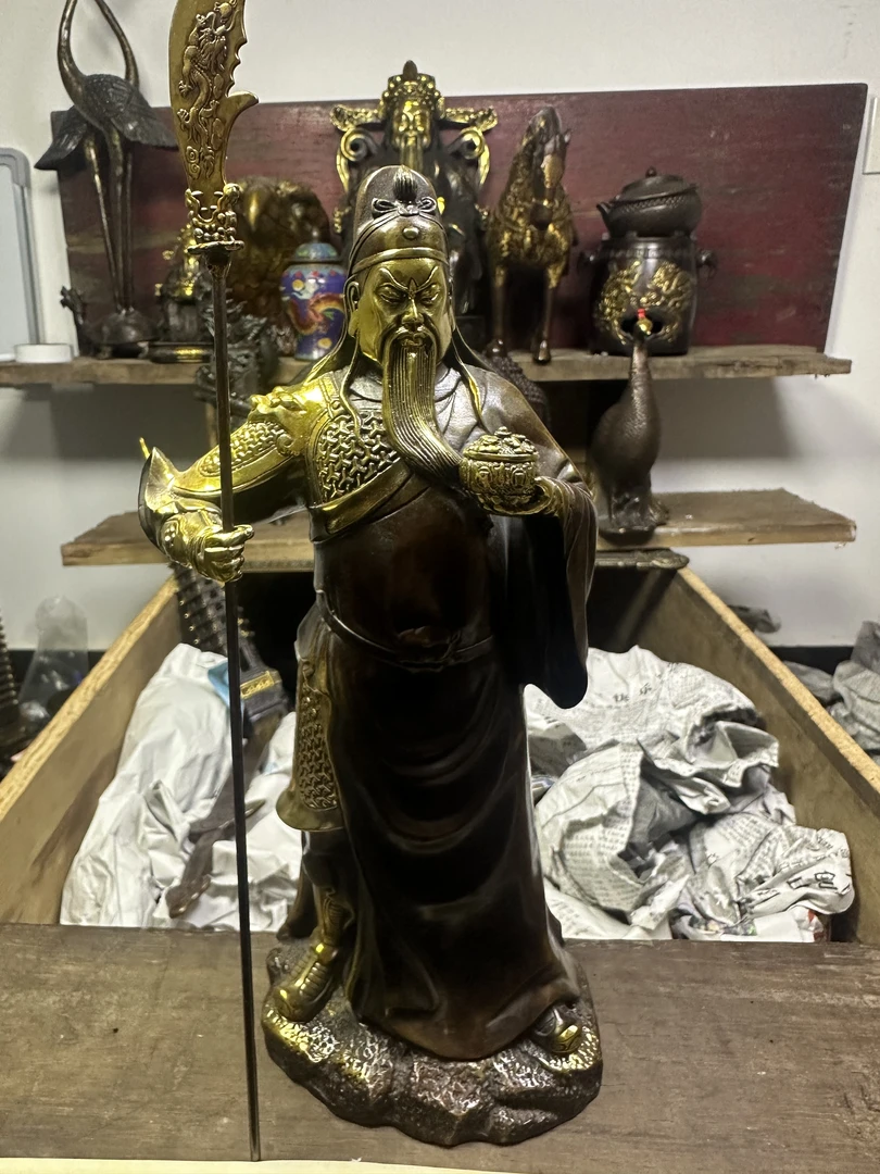 【闪购链接】铜点金关公摆件