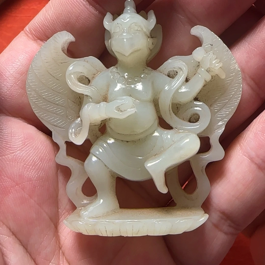 紫***！和田玉未镶嵌挂件