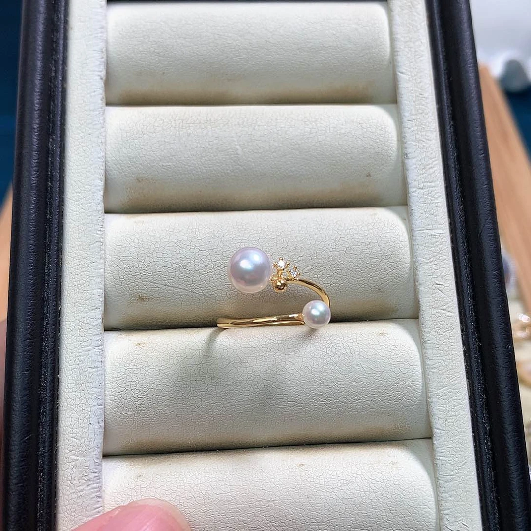 海水珍珠戒指银S925镀金镶嵌l*n