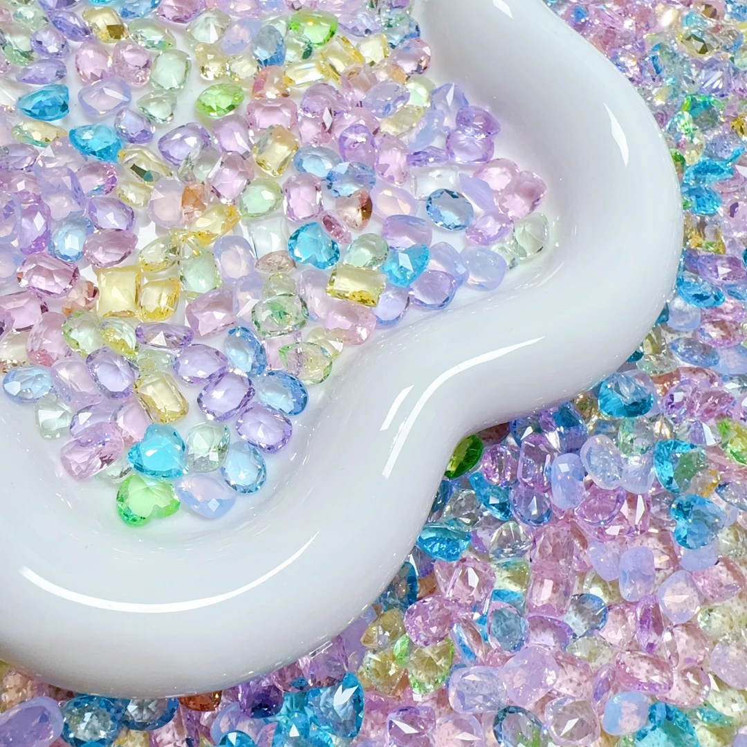 夏日糖果~纯梧州料  6-8mm中小号钻美甲钻饰品奢华爆闪手工超闪