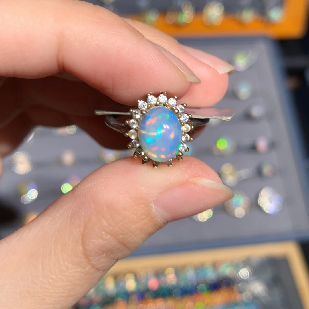 银S925镶嵌欧泊欧泊戒指y