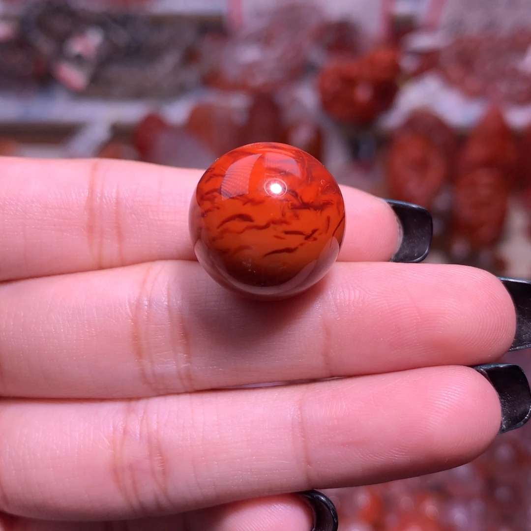南红玛瑙未镶嵌珠宝半成品原矿火焰单珠