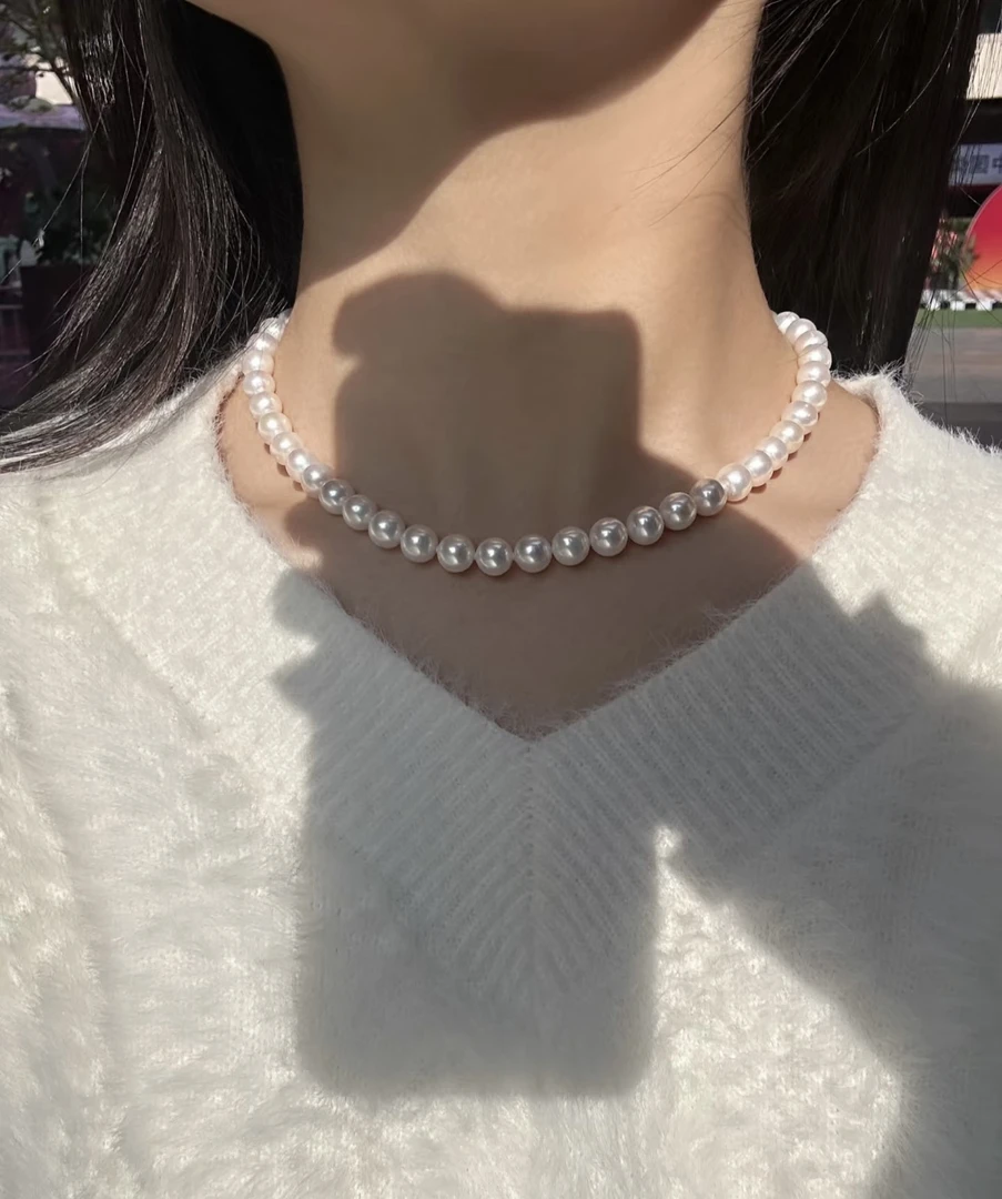 淡水珍珠项链8-9mm极光正圆（无核）