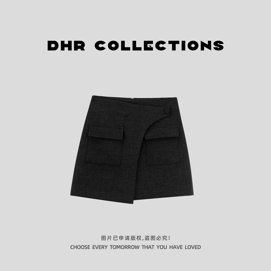 豆豆10【不规则毛呢半身裙】羊毛冬季新款韩版气质A字裙-631325DQ