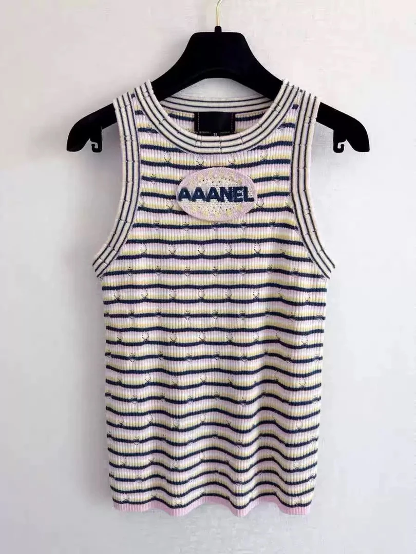 彩色条纹无袖二股经