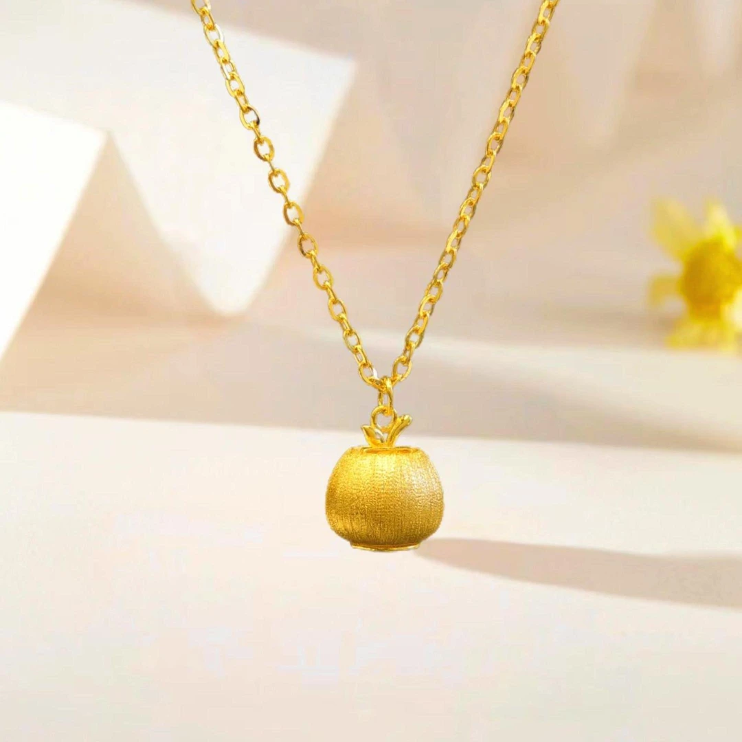 【贞爱福】黄金足金金苹果项链套链平安喜乐时尚百搭精致