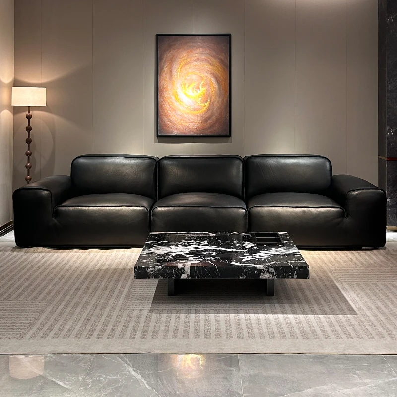 【无拼接羽绒版】【大黑牛沙发】全皮一皮到底客厅c位夏图