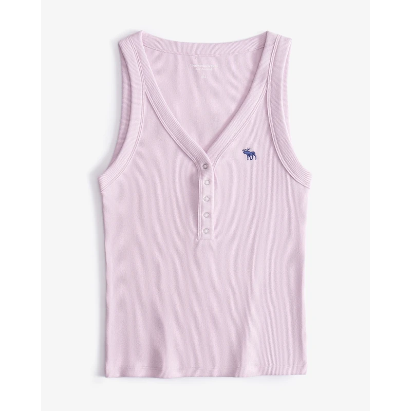 AF经典小麋鹿图案女装25夏季美式百搭亨利领背心上衣139-5274