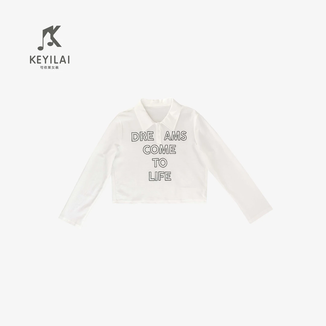 KYL可依莱-polo领长袖T恤小众百搭上衣DQ4Q0103