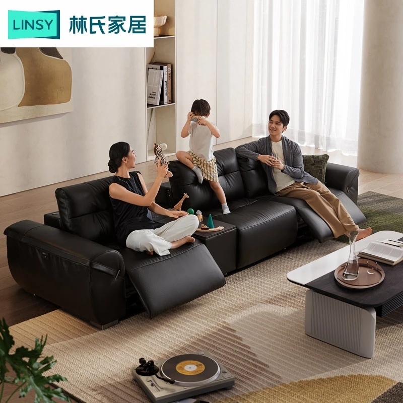 林氏家居双电动沙发意式轻奢客厅多功能电动头层真皮沙发G819 ZH
