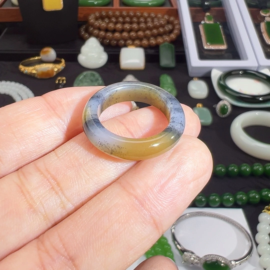 和田玉未镶嵌戒圈唐三彩戒圈17.7mm直径