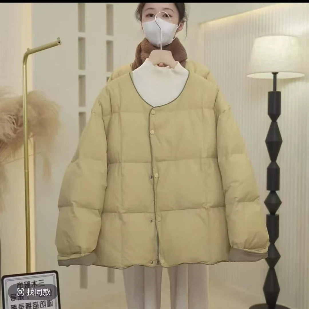 初冬时尚小个子韩版撞色减龄羽绒服  11