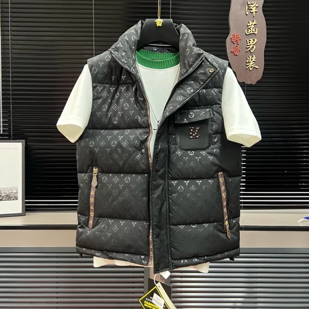 立领冬季标准男徽章螺纹下摆马甲免烫本布下摆修身型马甲