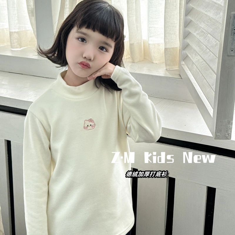 【Soft 柔软系】秋冬百搭德绒半高领刺绣糖果色打底衫G-126397