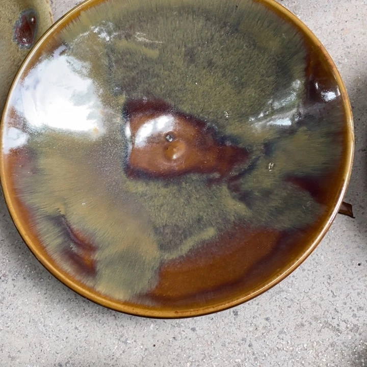 盘小*果浪鬼柴烧 釉绘柴烧