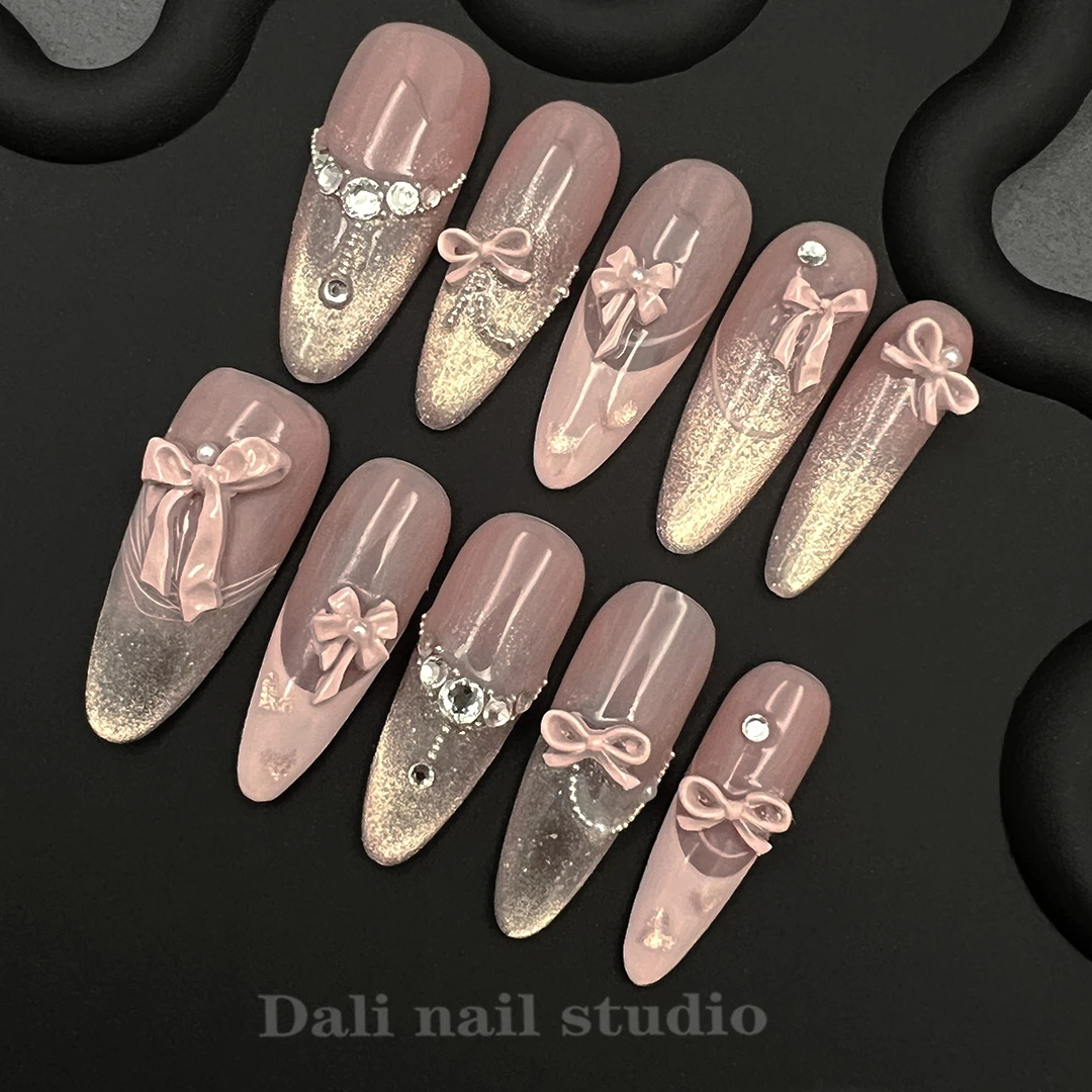 春夏元气渐变彩色爆闪猫眼高级纯手工穿戴甲美甲贴片日系仙女