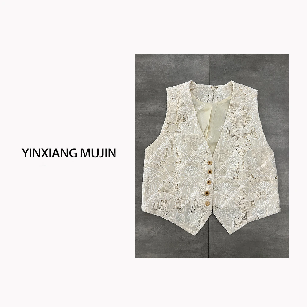 【YINXIANG MUJIN】扣子钩花马夹 气质百搭无袖小马甲女士时尚短款