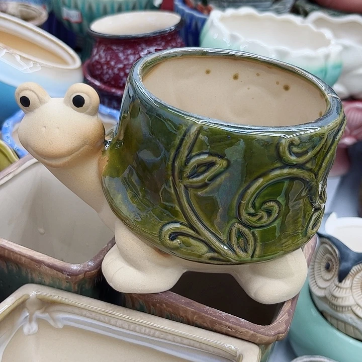 多肉绿植陶瓷花盆9.9包邮，有孔