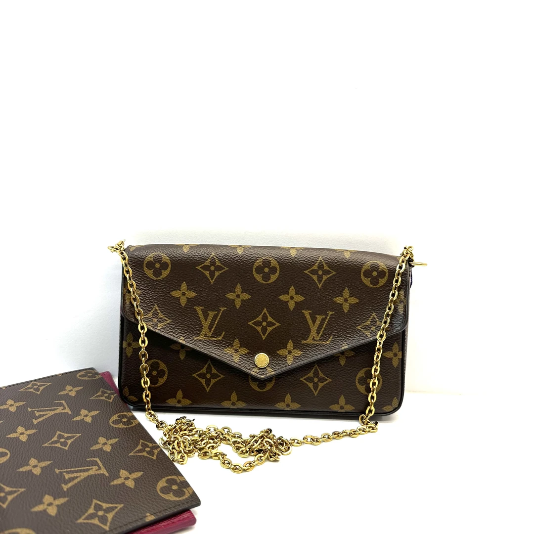 95新 LouisVuitton/路易威登 98新 经典老花三合一链条包