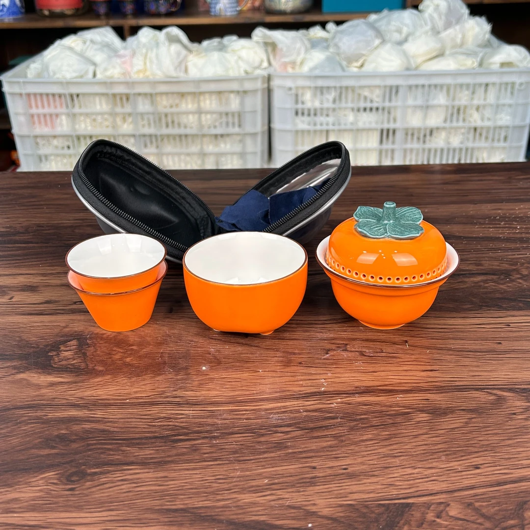 大海茶器@@F980-柿子旅行茶具