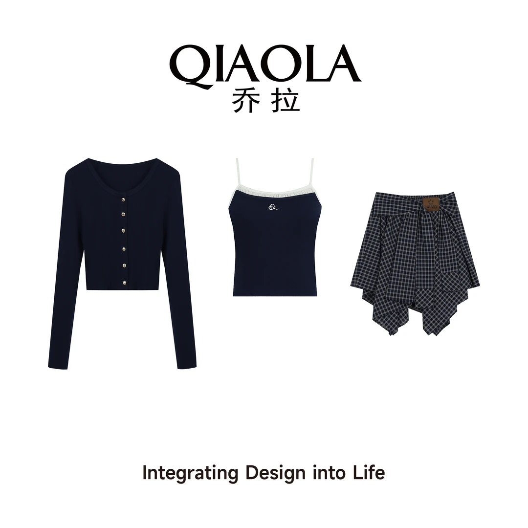 QIAOLA/乔拉【海德春日】春夏新款针织弹力英伦风时尚百搭套装预售