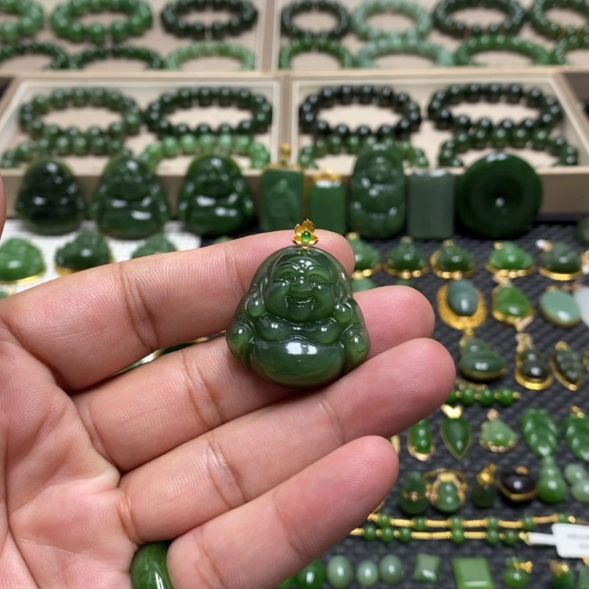【闪购商品】和田玉（碧玉）18K金镶嵌颈饰小****活