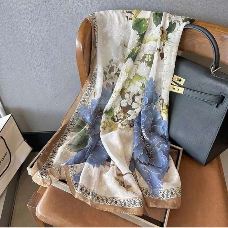 （385）高档丝巾围巾女士披肩新款素雅百搭防晒优雅气质