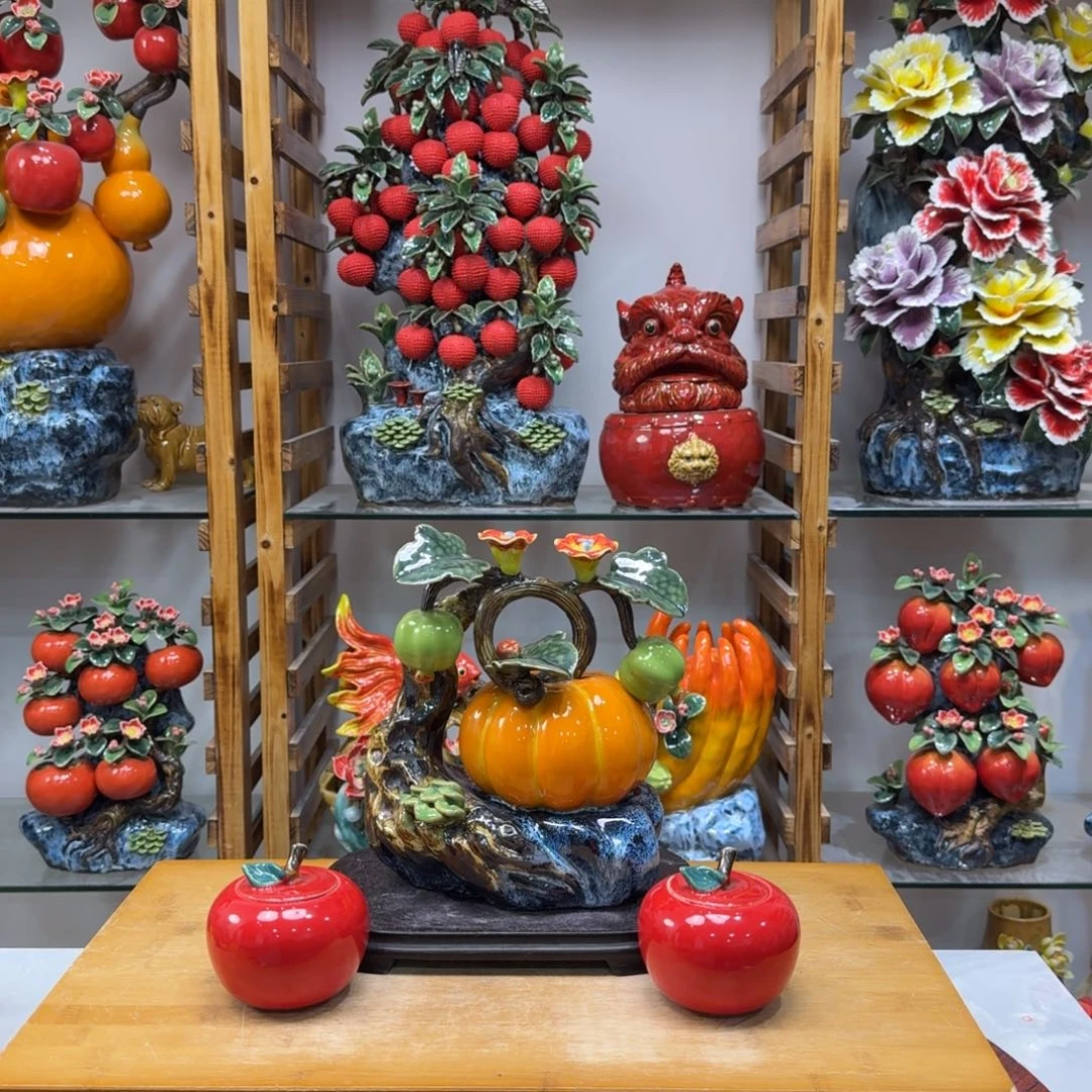 陶瓷金玉满堂送苹果底座高25