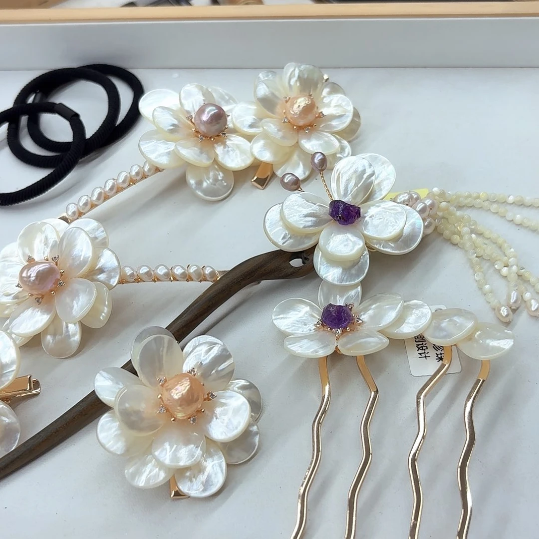 南***崽银S925镶嵌淡水珍珠发饰