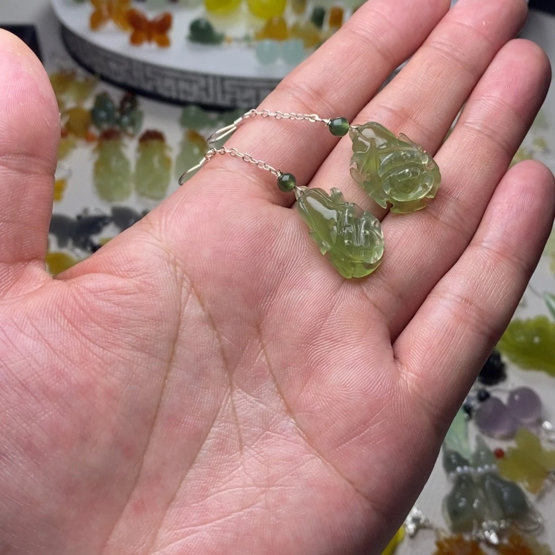 小***.蛇纹石玉合金耳饰/颈饰