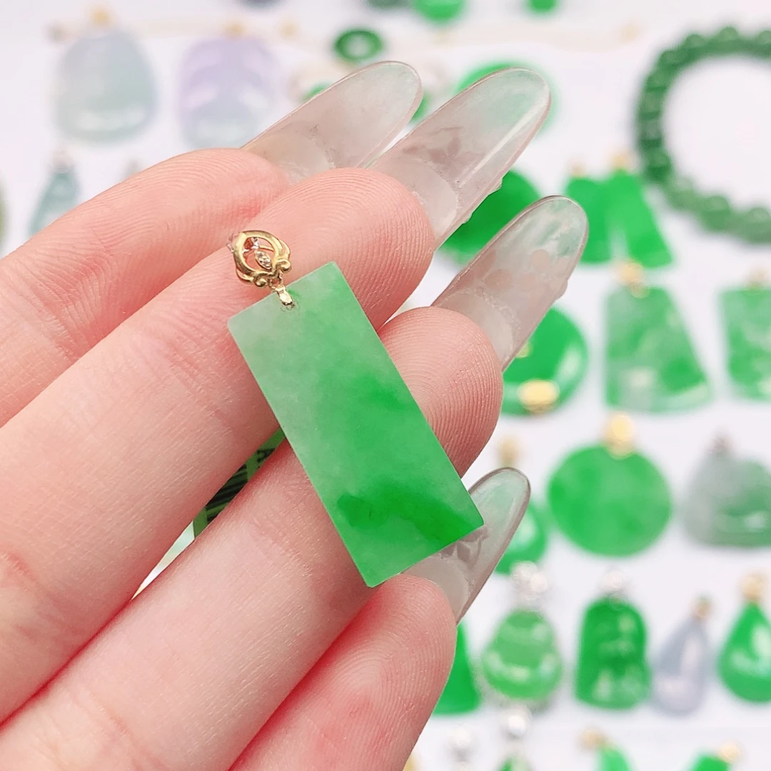 翡翠18K金镶嵌吊坠(不含链)