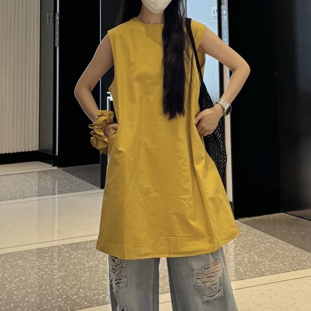 花与梦境～新款韩版时尚百搭配发圈无袖背心连衣裙宽松显瘦裙