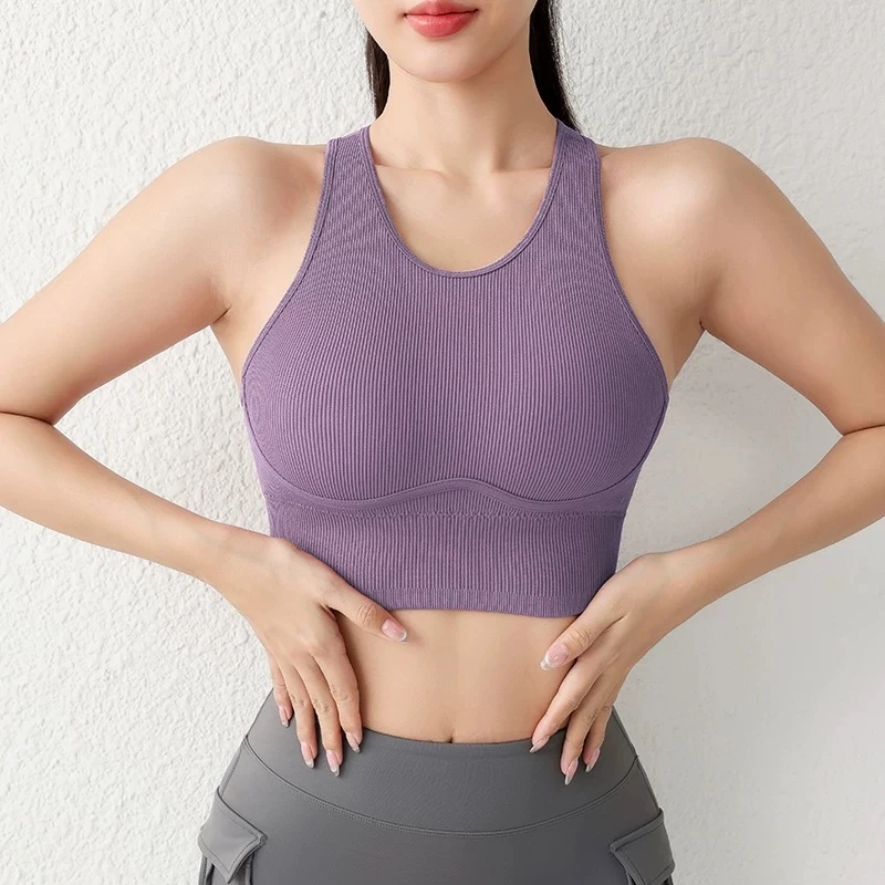 运动内衣女宽肩带吊带水滴背瑜伽背心一体式防震跑步服健身上衣